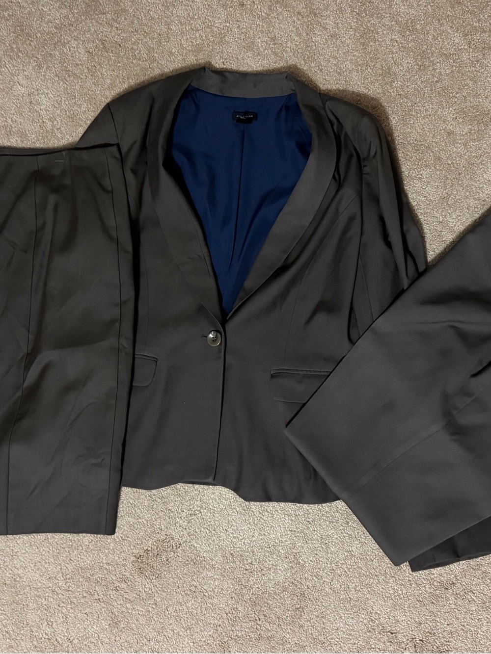 Ann Taylor Taupe 3 Piece Suit Blazer Pants Pencil Skirt Size 8 Workwear